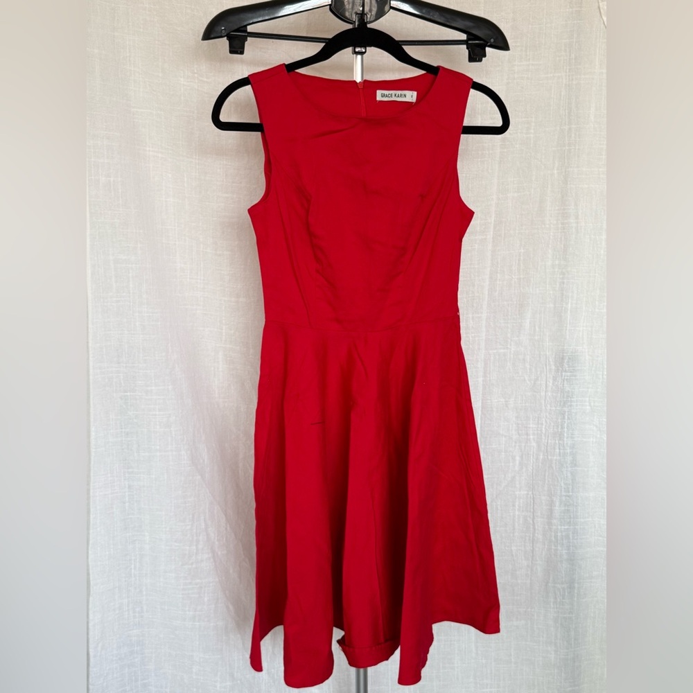 Grace Karin Vibrant Red Midi Dress